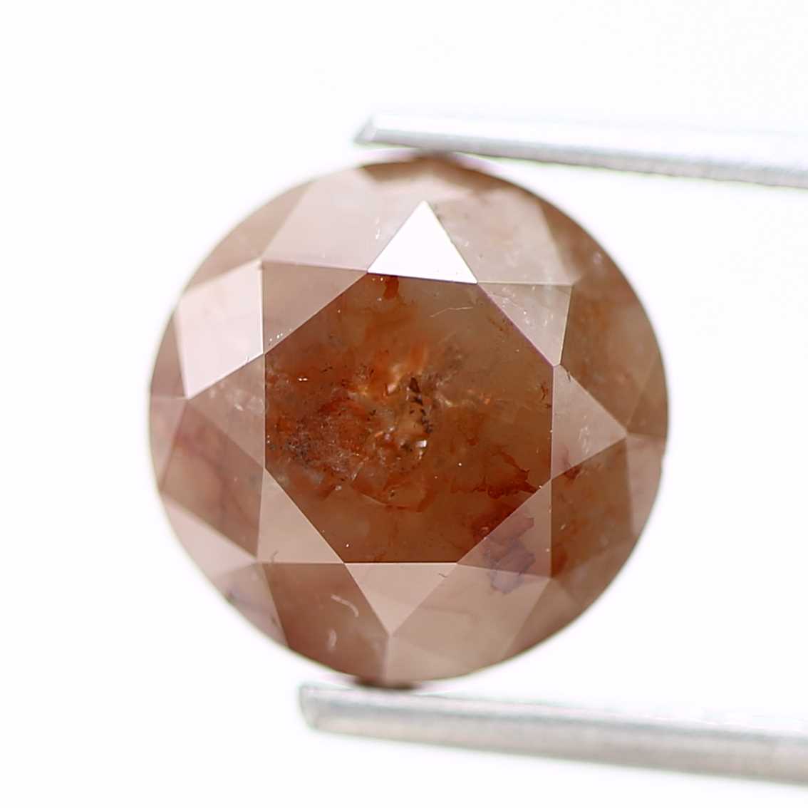3.09 Carat Orange Brown Rustic Round Shape Brilliant Cut Natural Loose Diamond